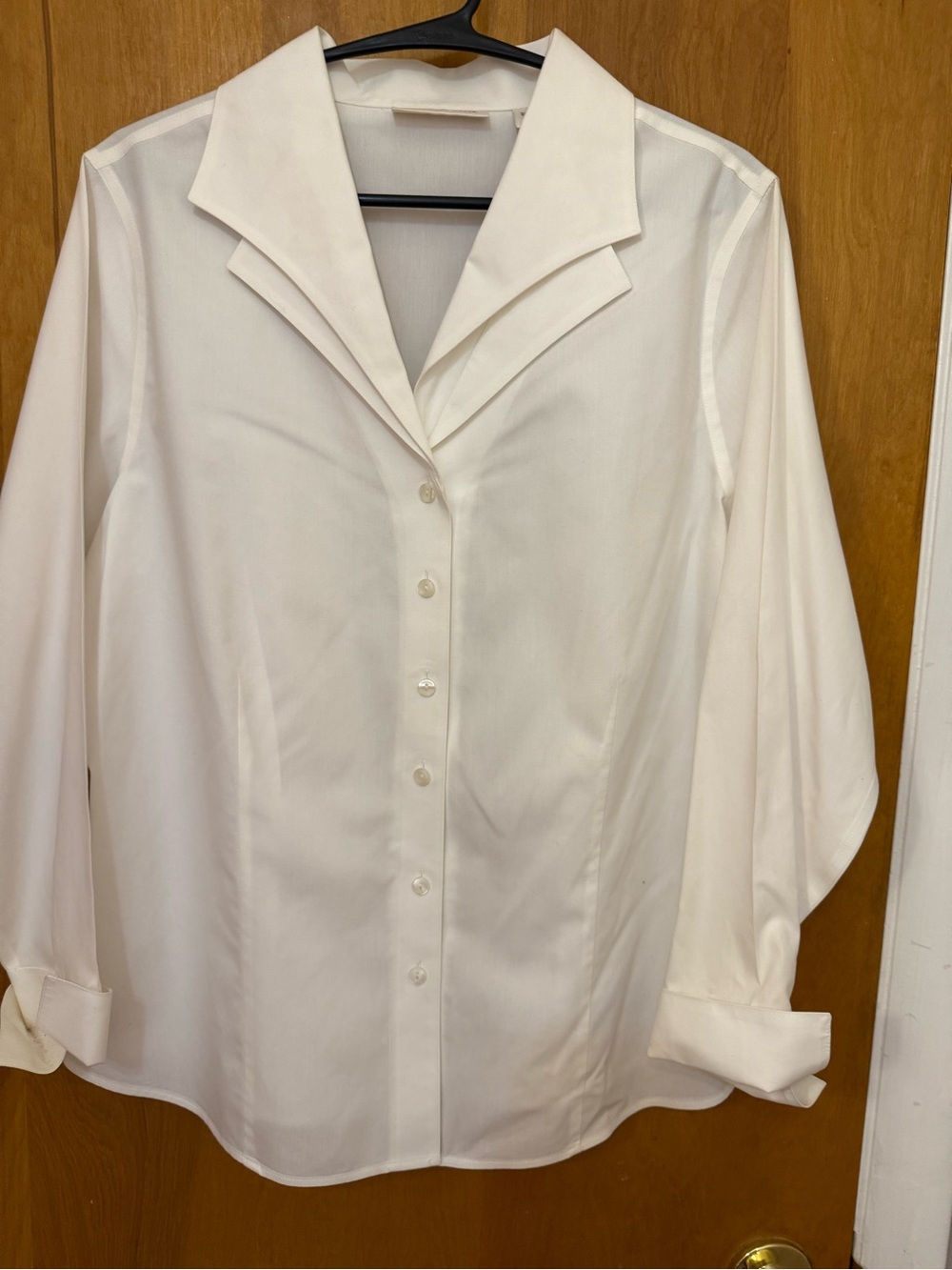 Coldwater Creek Cream Button-Front Collared Blouse